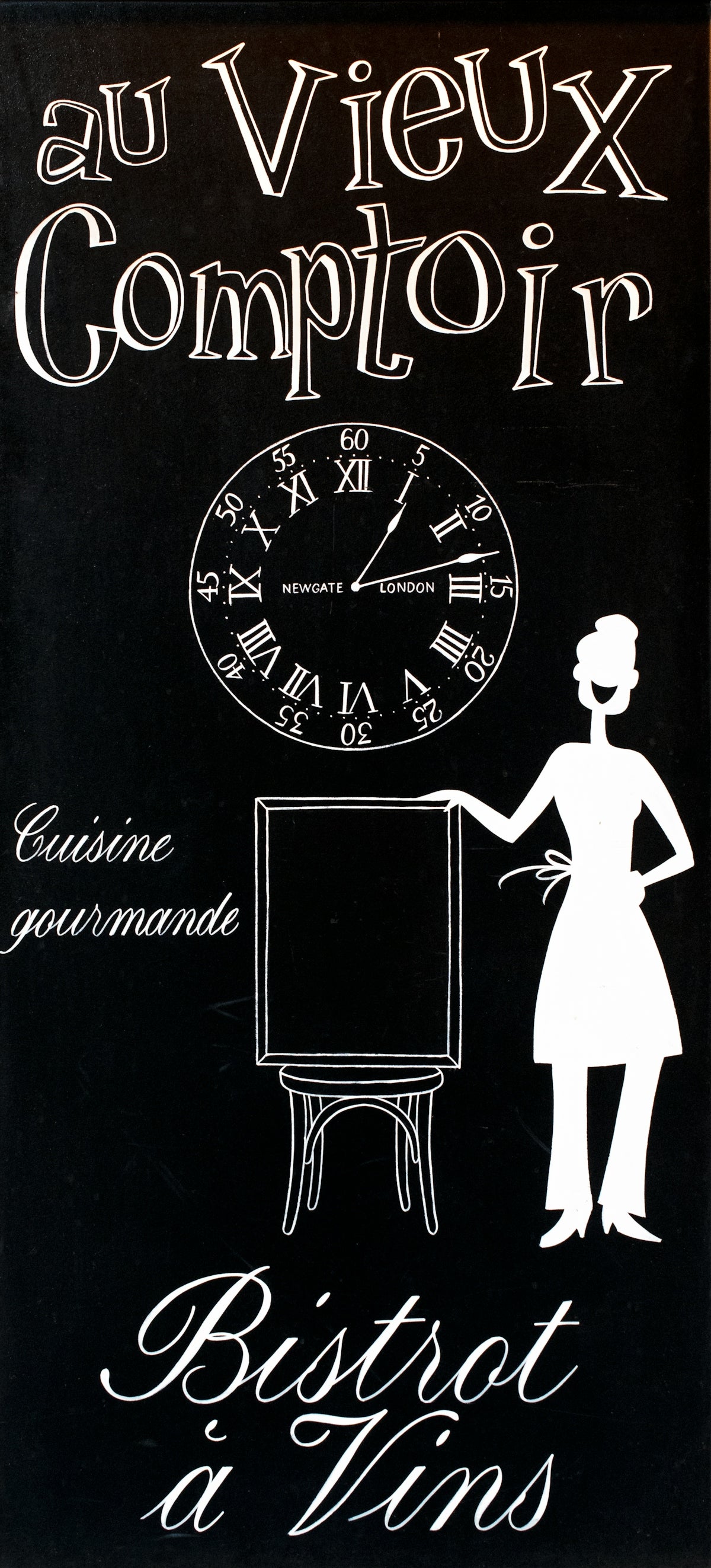 An illustration promoting a bistro à vins restaurant.
